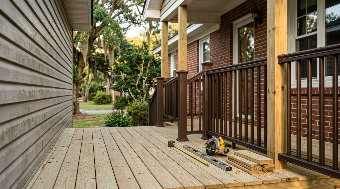 New deck and porch addition on a residential home