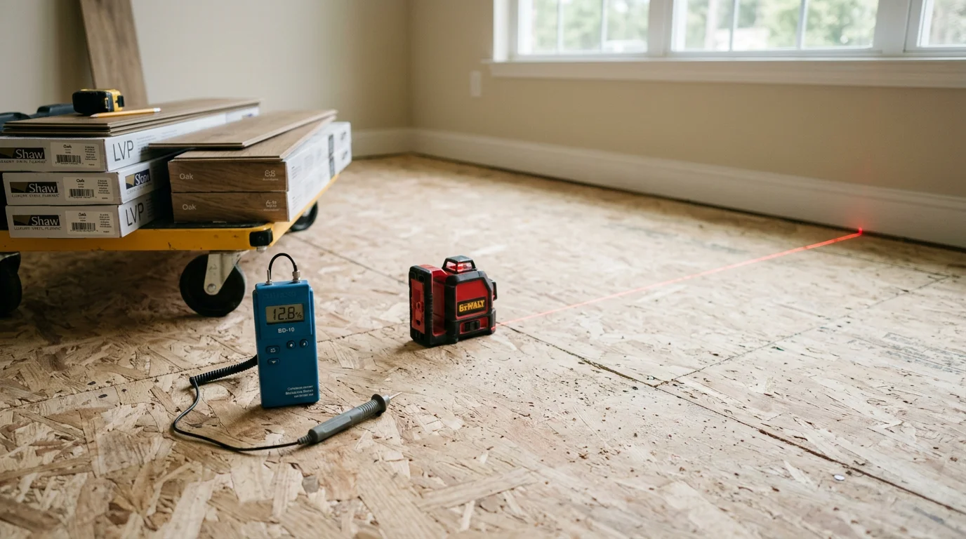Freshly installed luxury vinyl plank flooring in a Sumter, South Carolina home, showing clean plank lines running through an open living area with natural light. A D&S Renovations flooring installation project completed for a local homeowner.